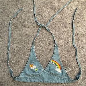 rainbow jean bralette